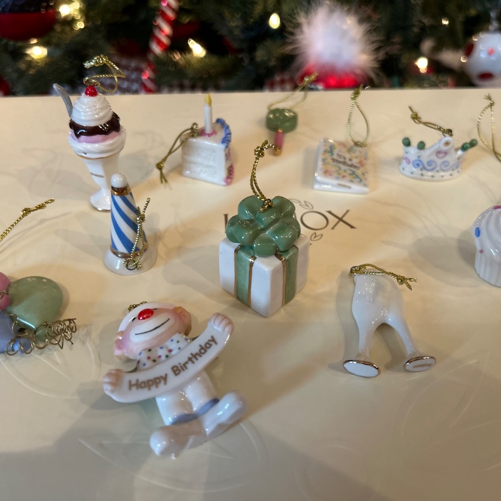 Lenox The Happy Birthday Mini Ornaments set off 12 NWT - Picture 2 of 5
